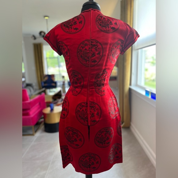 Vintage 1950s era Silk Chinese Wiggle Dress Sz 6-8 - Picture 5 of 10